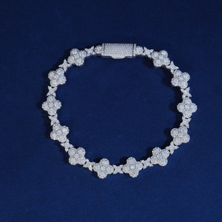 10mm Moissanite Four Leaf Clover Bracelet