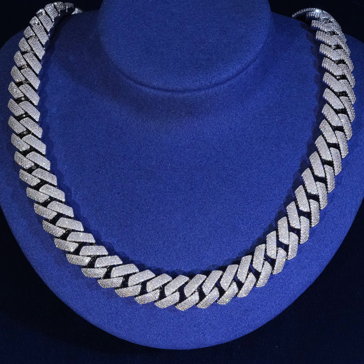 15mm 4-Row Diamond Cuban Link Chain Extended Clasp