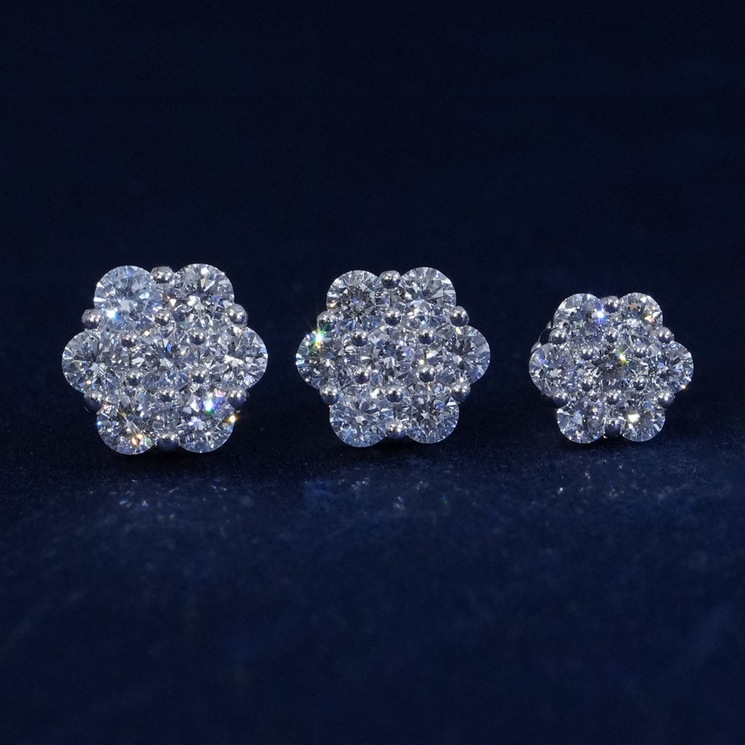 S925 Diamond Floral Stud Earrings