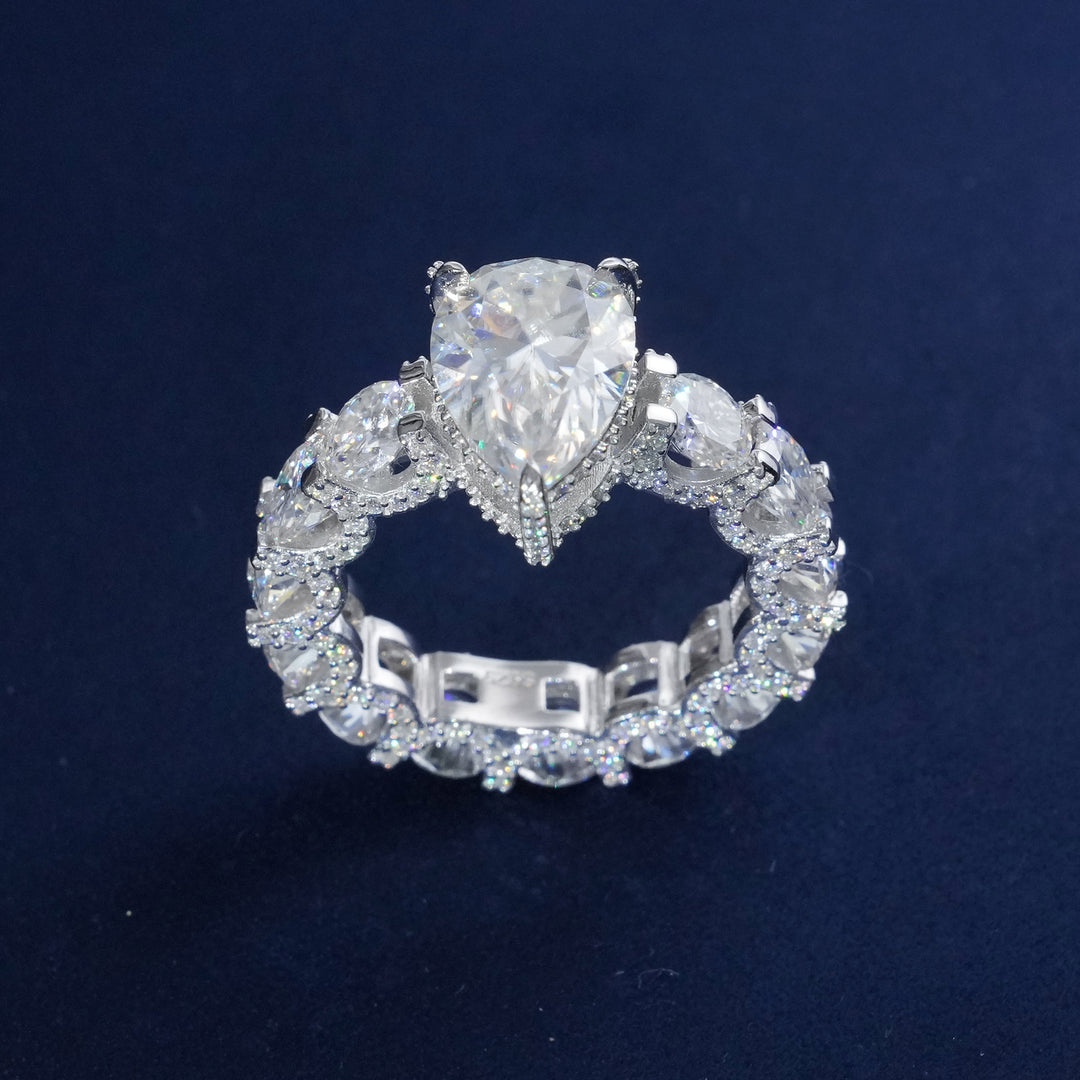 12.71 Ctw Pear Cut Moissanite Engagement Ring