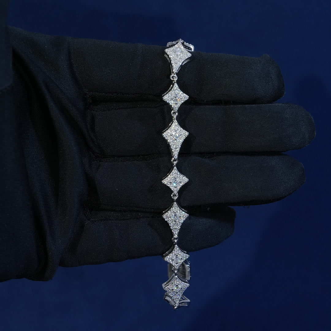 Moissanite Sterling Silver Rhombus Bracelet