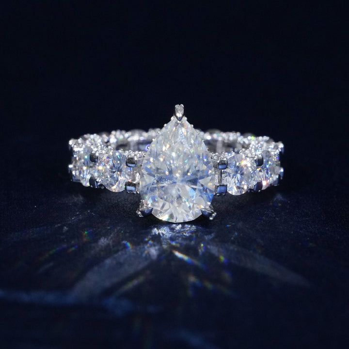 12.71 Ctw Pear Cut Moissanite Engagement Ring