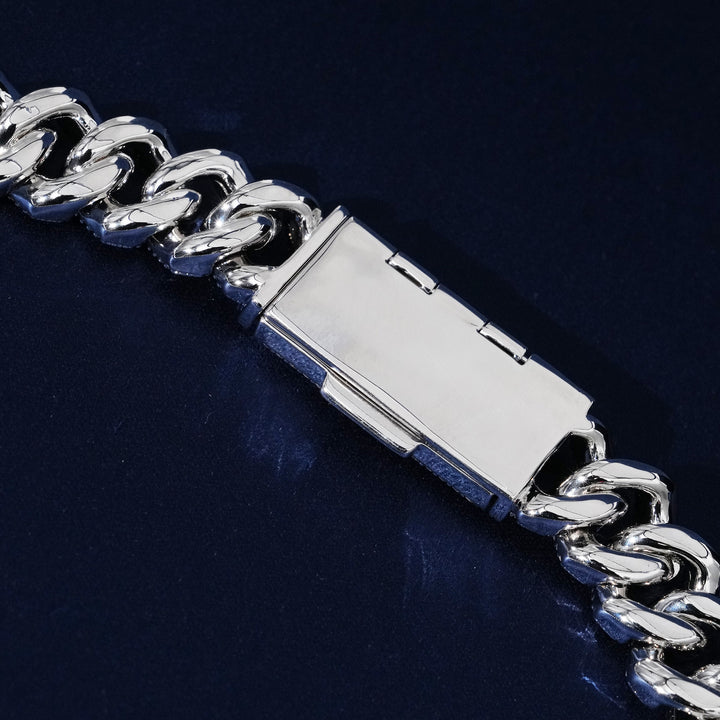15mm 4-Row Diamond Cuban Link Chain Extended Clasp