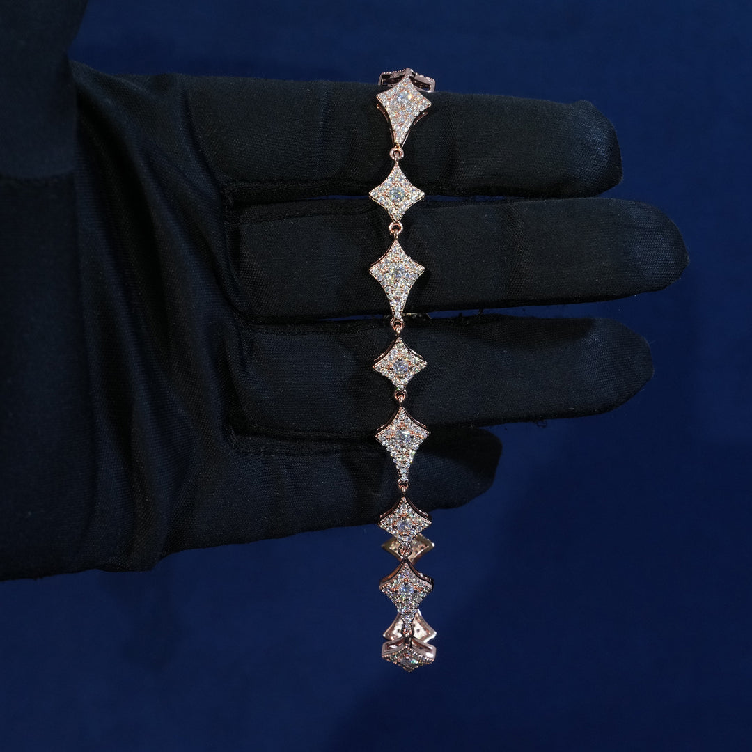 Moissanite Sterling Silver Rhombus Bracelet