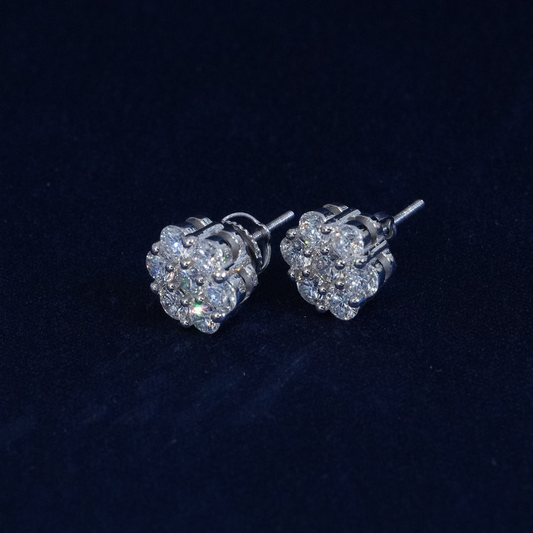 Lab-Grown Diamond S925 Floral Stud Earrings