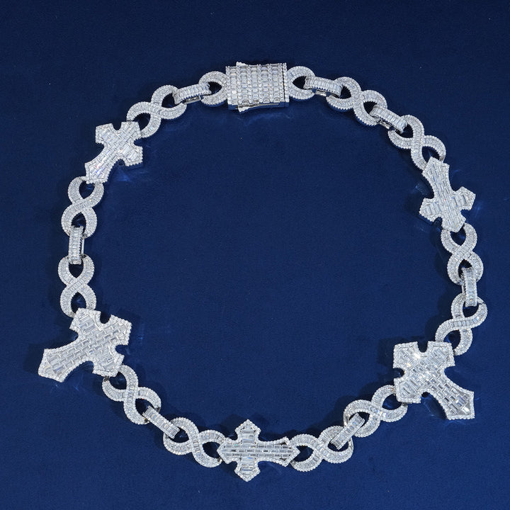 15mm Baugette Cross Infinity Chain