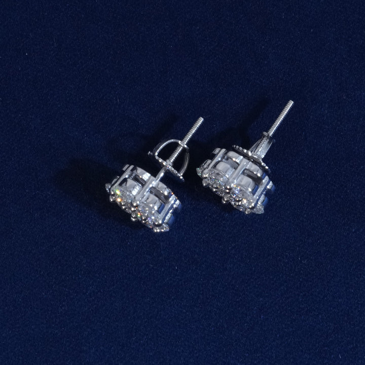 Lab-Grown Diamond S925 Floral Stud Earrings