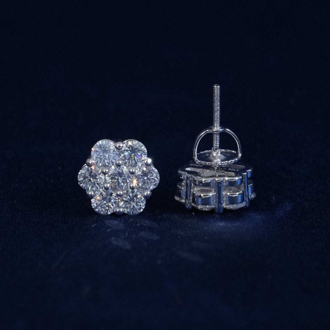 Lab-Grown Diamond S925 Floral Stud Earrings