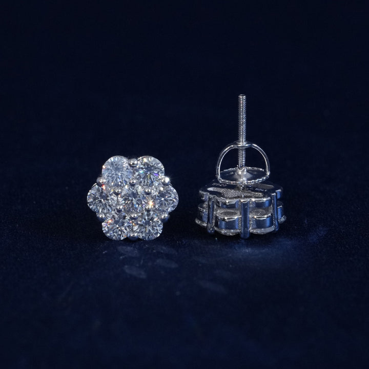 Lab-Grown Diamond S925 Floral Stud Earrings