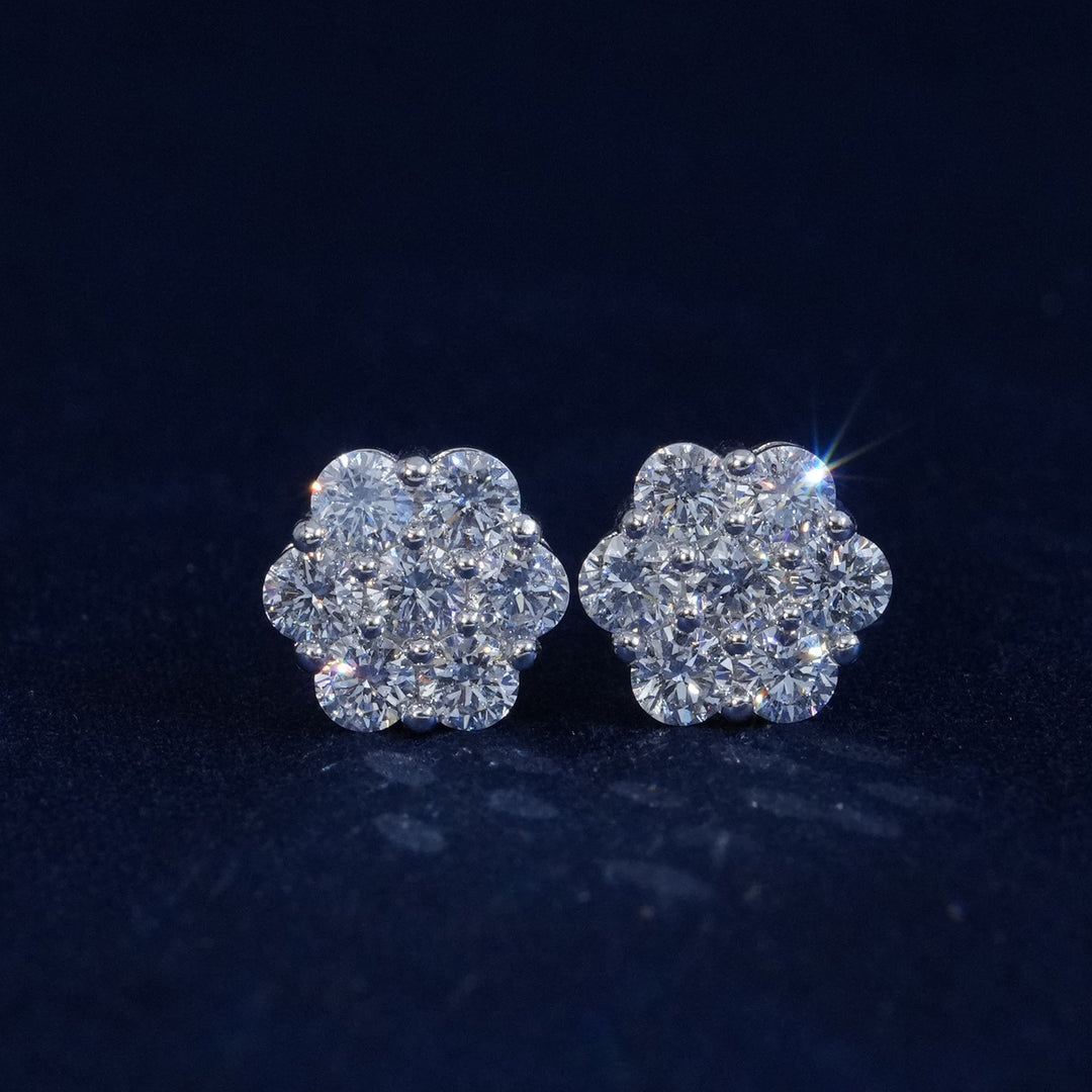 Lab-Grown Diamond S925 Floral Stud Earrings