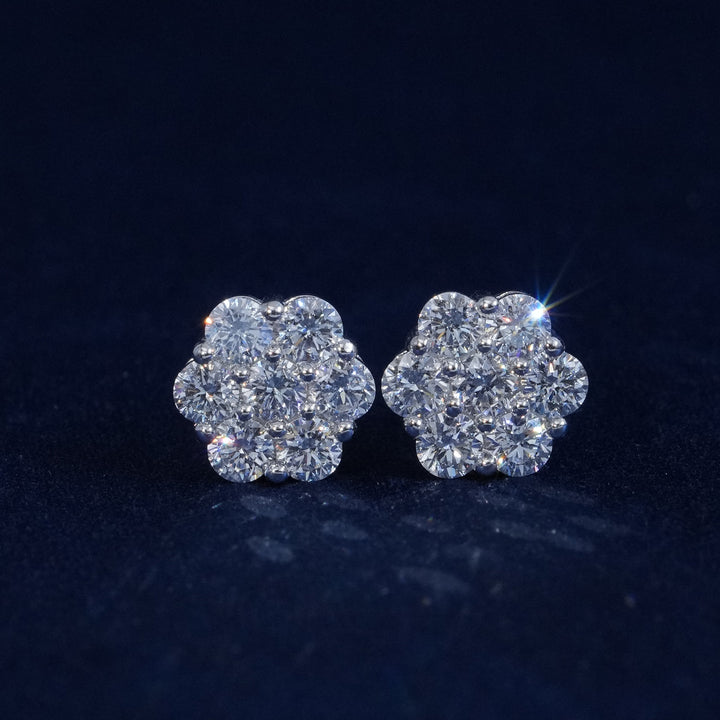 Lab-Grown Diamond S925 Floral Stud Earrings