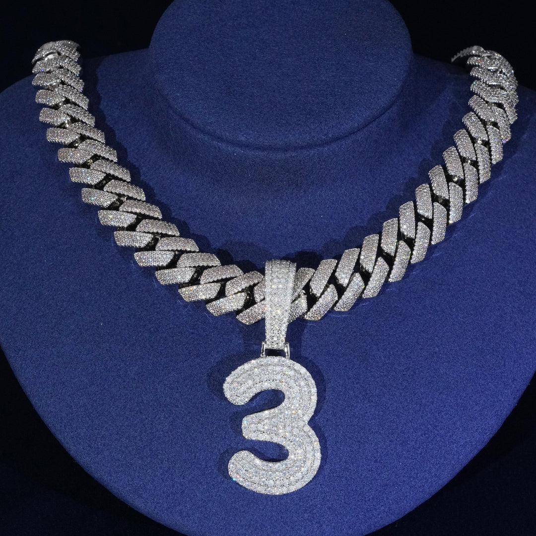 VVS Moissanite Initial Pendant Necklace in Sterling Silver