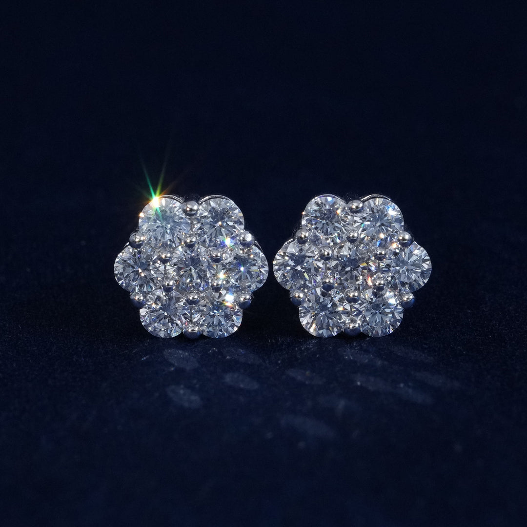 Lab-Grown Diamond S925 Floral Stud Earrings