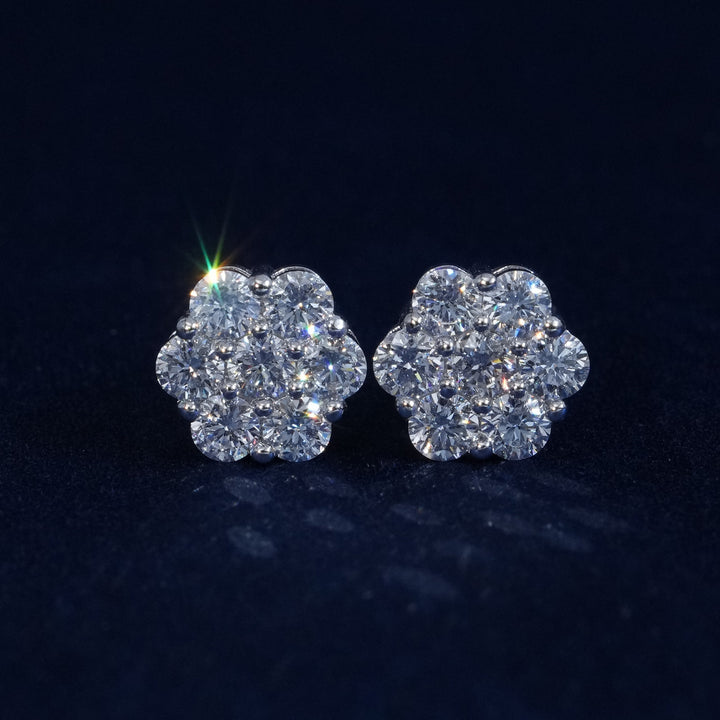 Lab-Grown Diamond S925 Floral Stud Earrings