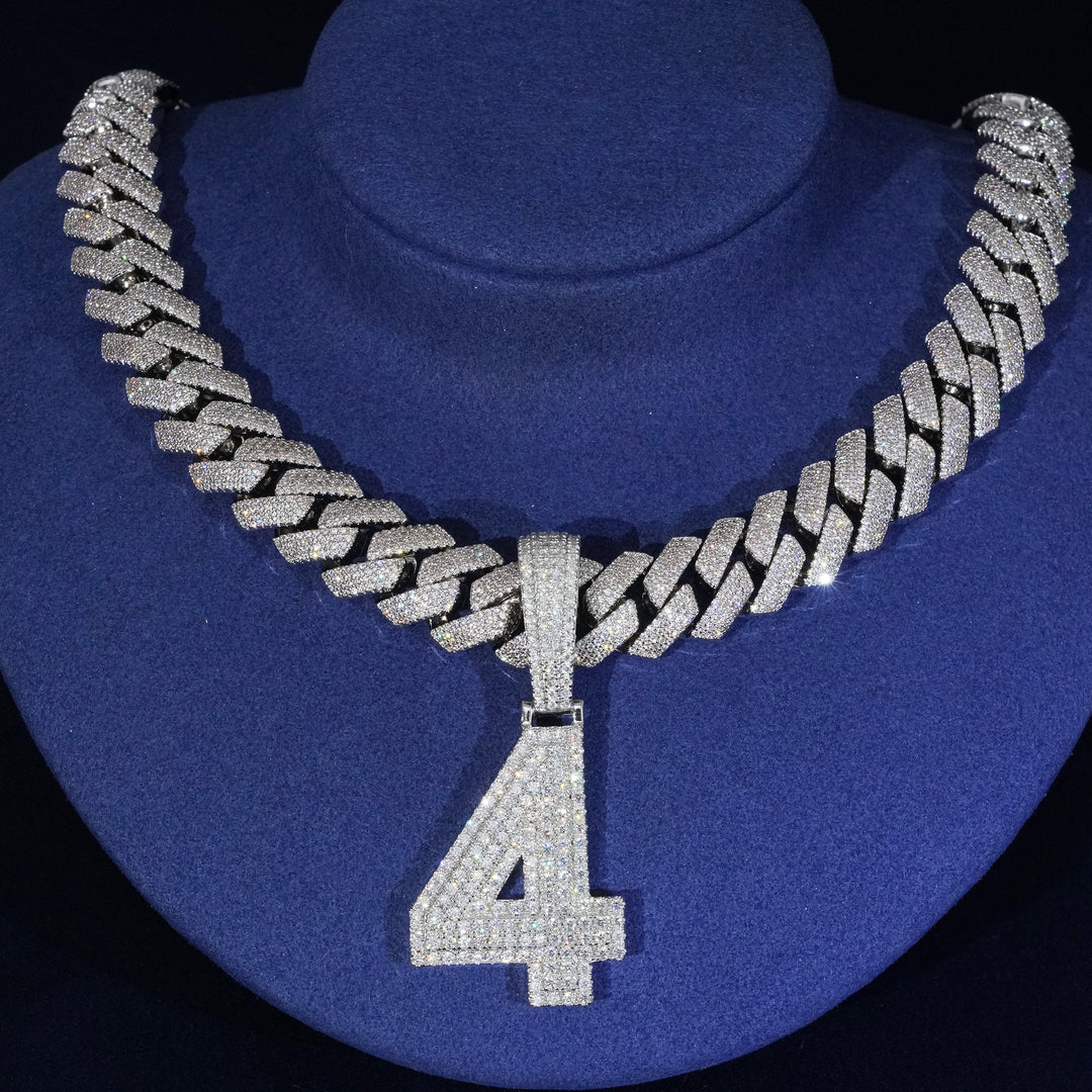 VVS Moissanite Initial Pendant Necklace in Sterling Silver