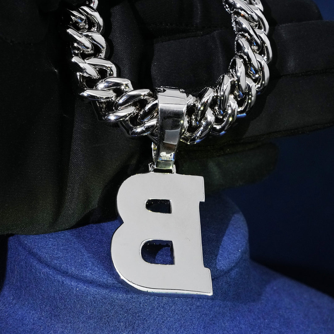 VVS Moissanite Initial Pendant Necklace in Sterling Silver