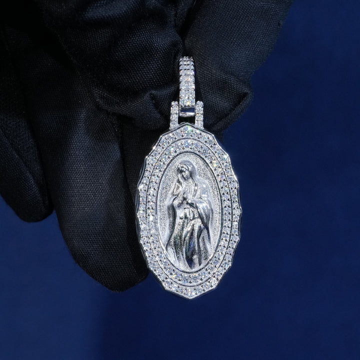 VVS Moissanite 925 Sterling Silver Virgin Mary Pendant