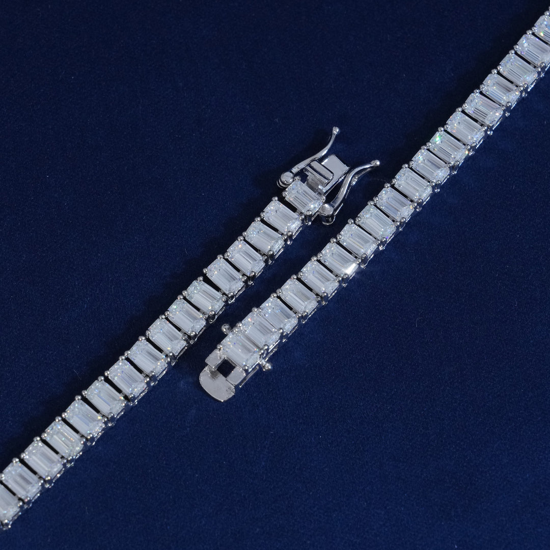 5mm Emerald Cut Moissanite Diamond Tennis Chain