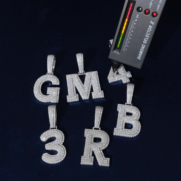 VVS Moissanite Initial Pendant Necklace in Sterling Silver