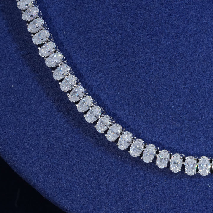 5mm Oval Cut Moissanite Tennis Chain Necklace