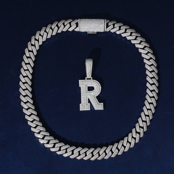 VVS Moissanite Initial Pendant Necklace in Sterling Silver