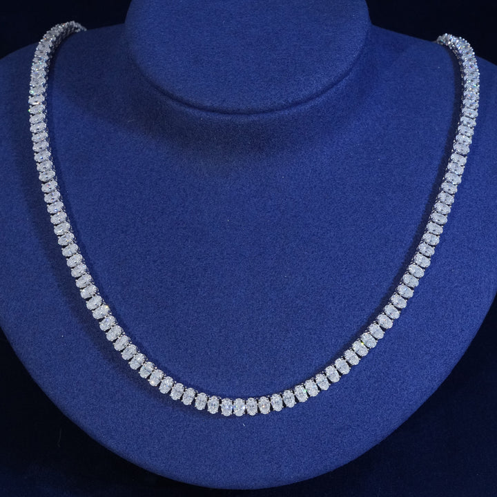 5mm Oval Cut Moissanite Tennis Chain Necklace
