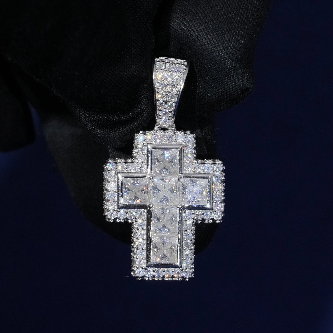 Moissanite Iced Out Cross Pendant Necklace