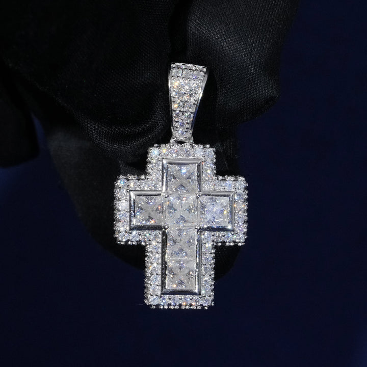 Moissanite Iced Out Cross Pendant Necklace