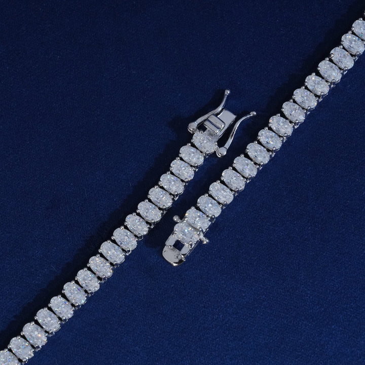 5mm Oval Cut Moissanite Tennis Chain Necklace