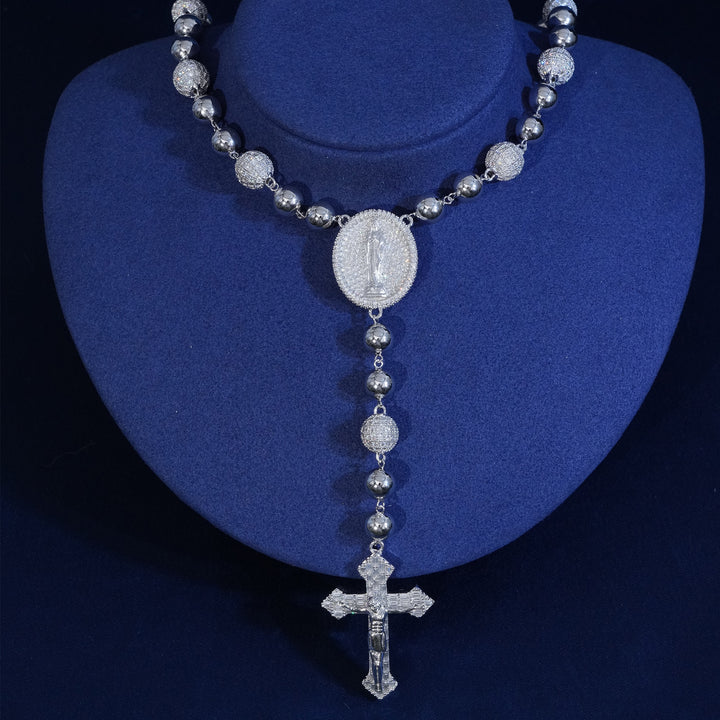 Moissanite Baguette Cross Jesus Chain Necklace