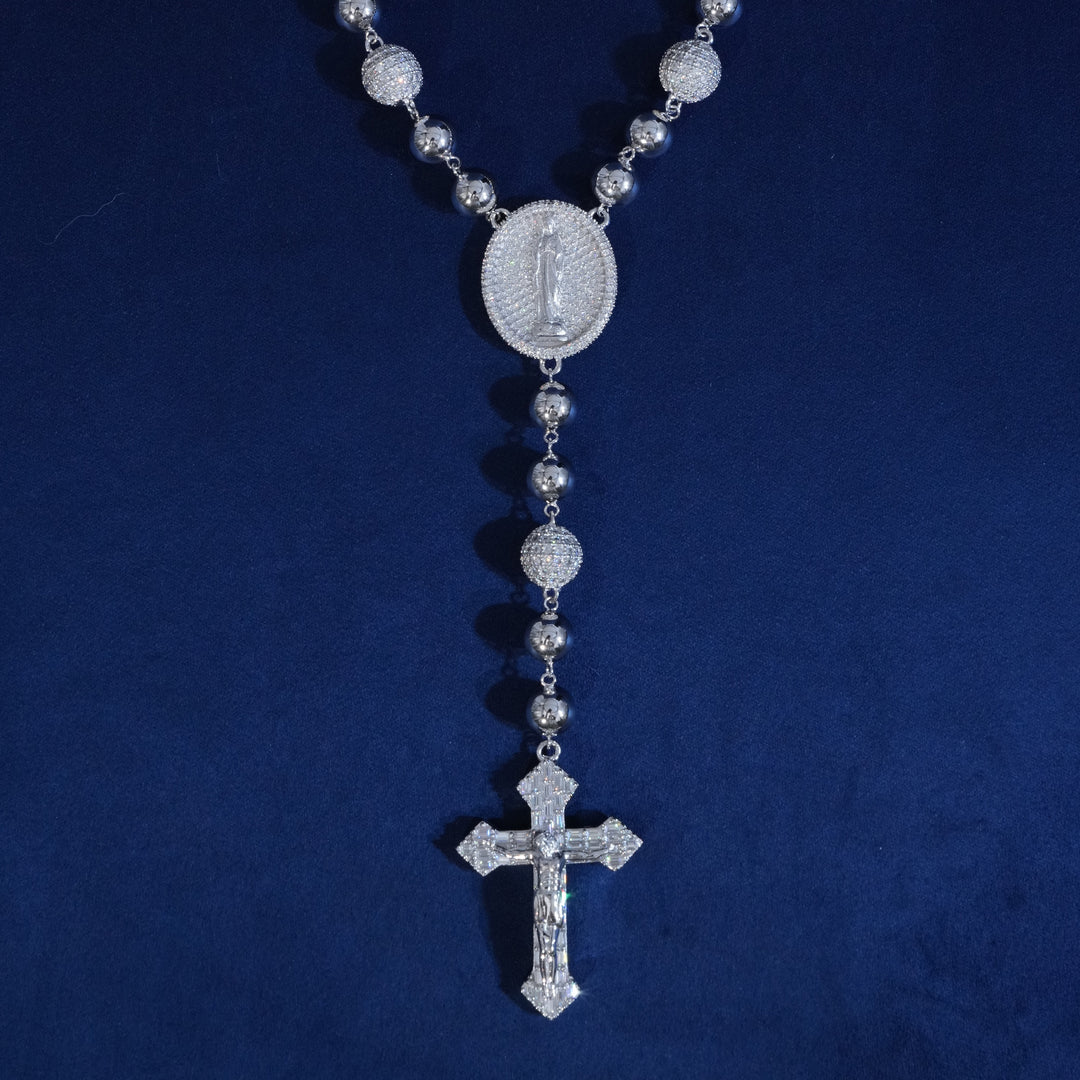 Moissanite Baguette Cross Jesus Chain Necklace