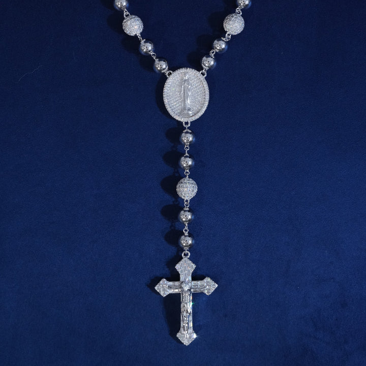 Moissanite Baguette Cross Jesus Chain Necklace