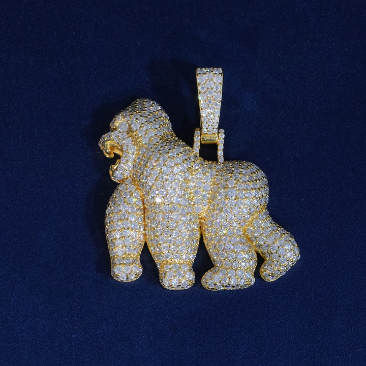 Moissanite 925 Sterling Silve Gorilla Pendant