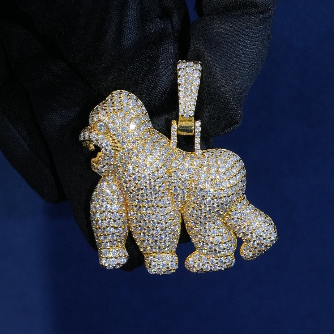 Moissanite 925 Sterling Silve Gorilla Pendant