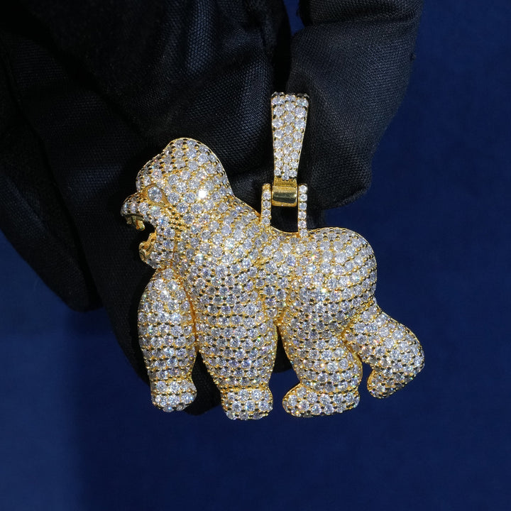 Moissanite 925 Sterling Silve Gorilla Pendant