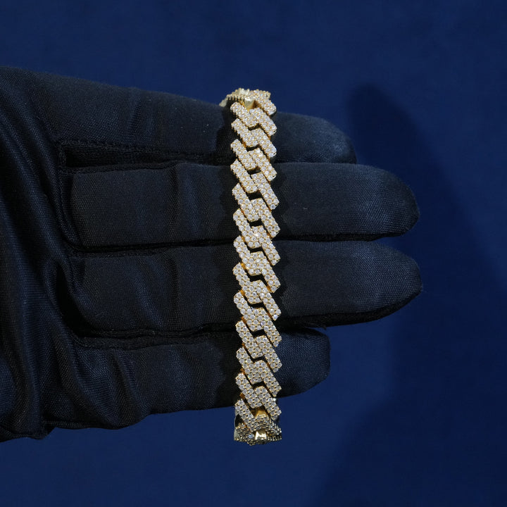 10mm Moissanite 2-Row Cuban Extended Clasp Bracelet