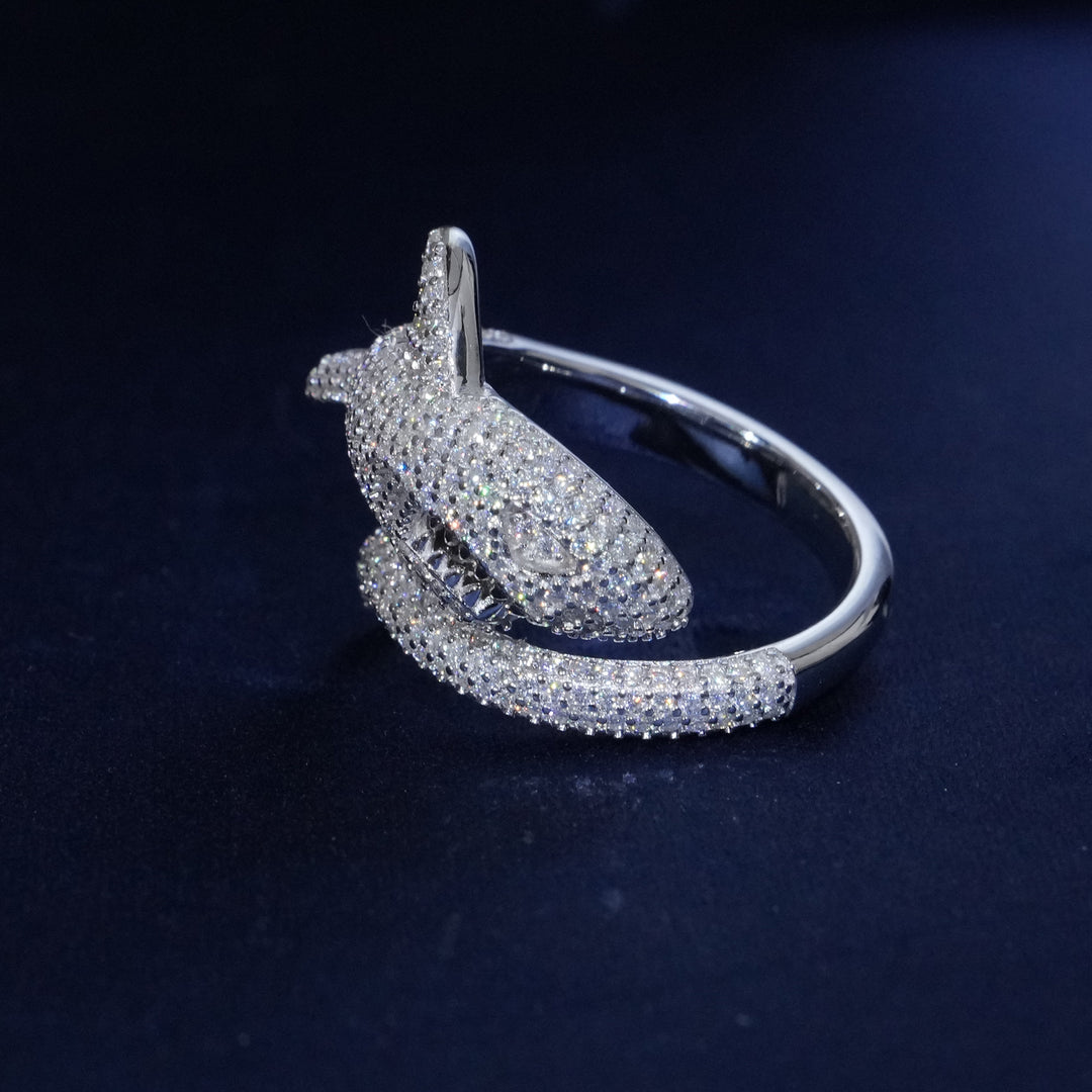 3D Shark Moissanite S925 Iced Ring