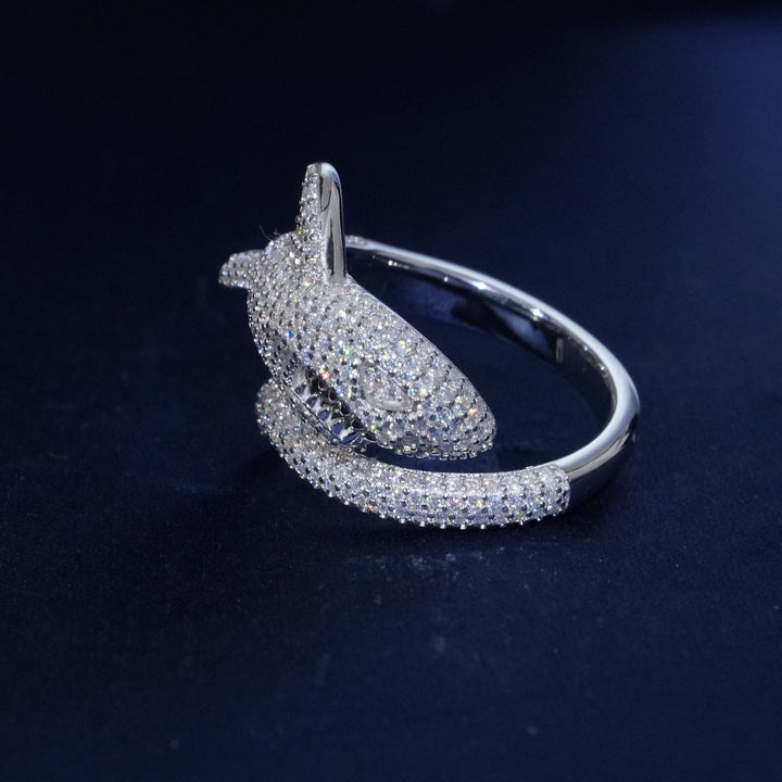 3D Shark Moissanite S925 Iced Ring