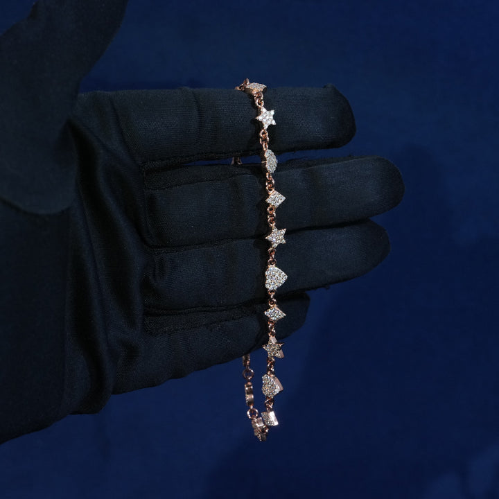Moissanite Sterling Silver Heart Star Bracelet