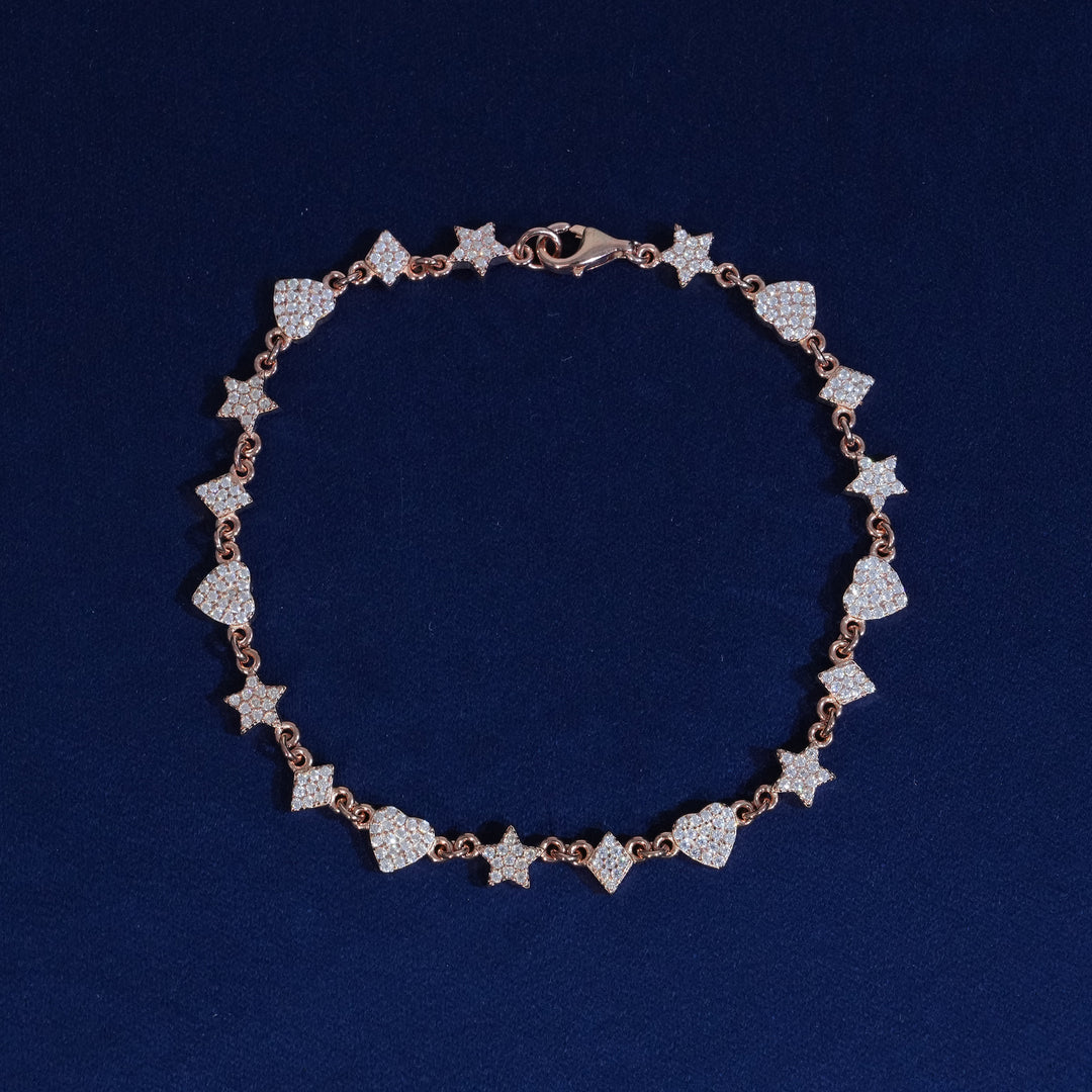 Moissanite Sterling Silver Heart Star Bracelet