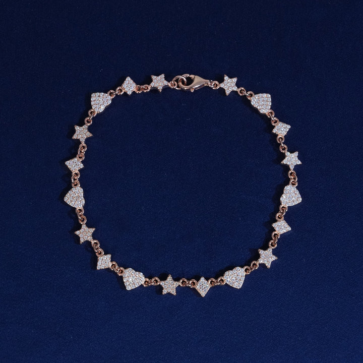 Moissanite Sterling Silver Heart Star Bracelet