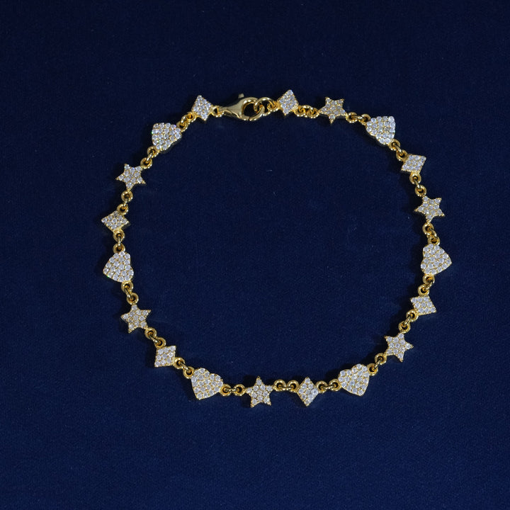 Moissanite Sterling Silver Heart Star Bracelet