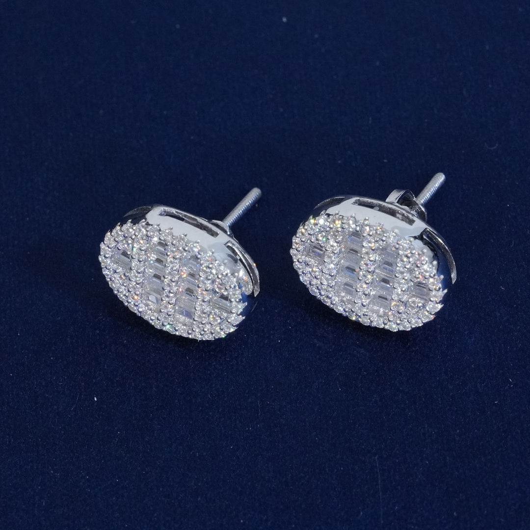 Moissanite Baguette S925 Oval Stud Earrings