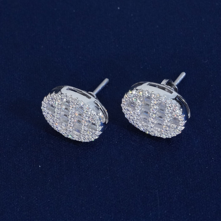 Moissanite Baguette S925 Oval Stud Earrings