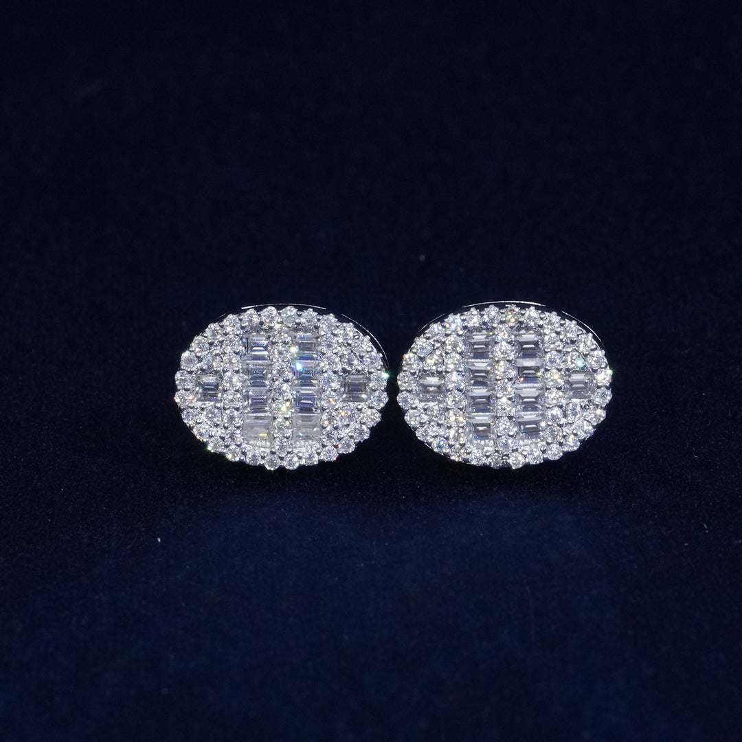 Moissanite Baguette S925 Oval Stud Earrings