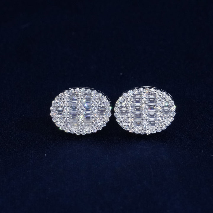 Moissanite Baguette S925 Oval Stud Earrings