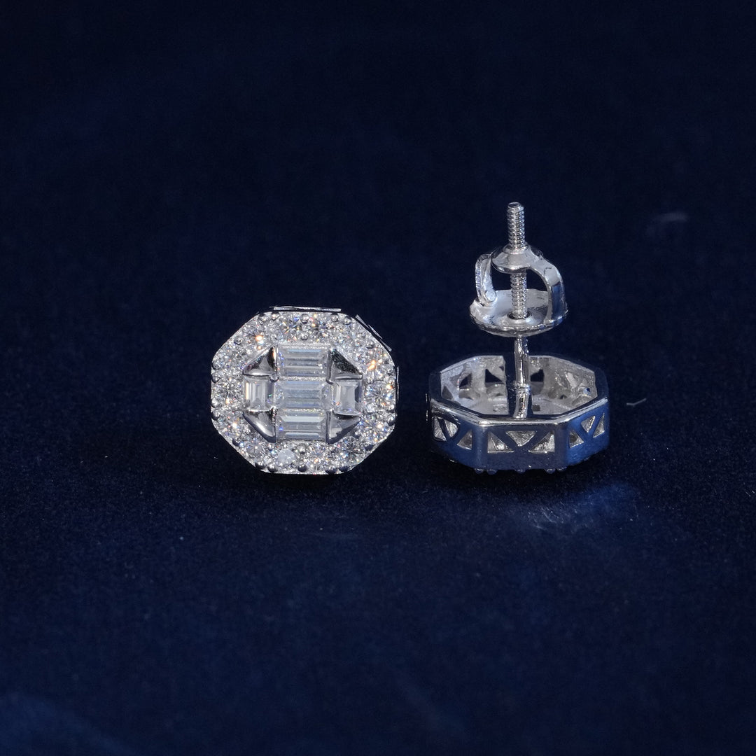 Moissanite Baguette Cut S925 Stud Earrings
