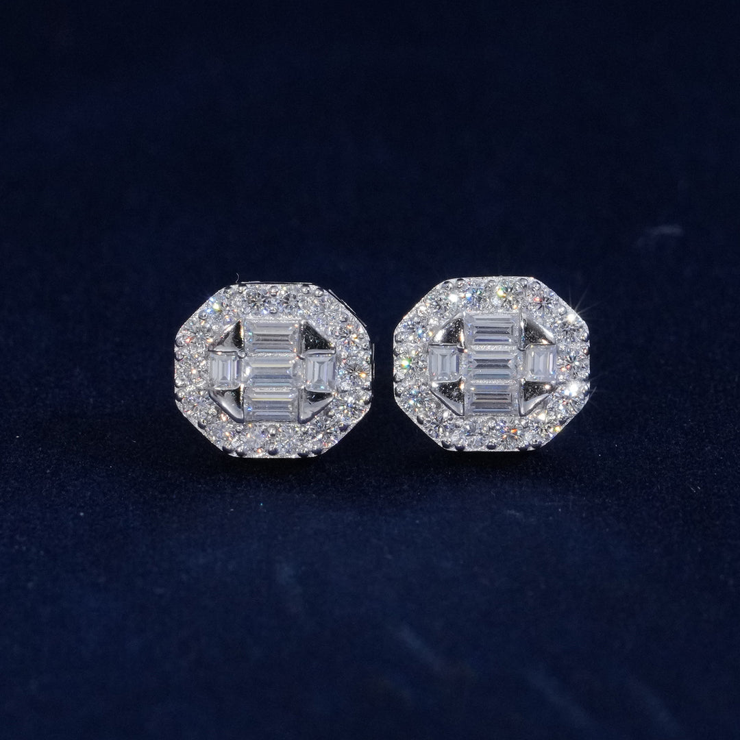 Moissanite Baguette Cut S925 Stud Earrings