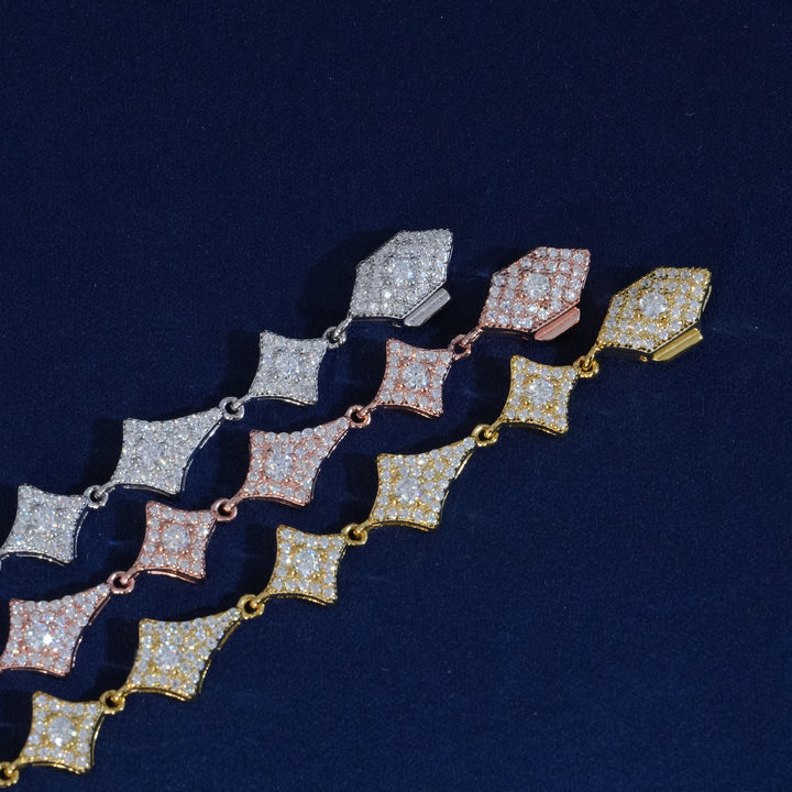 Moissanite Sterling Silver Rhombus Chain Necklace