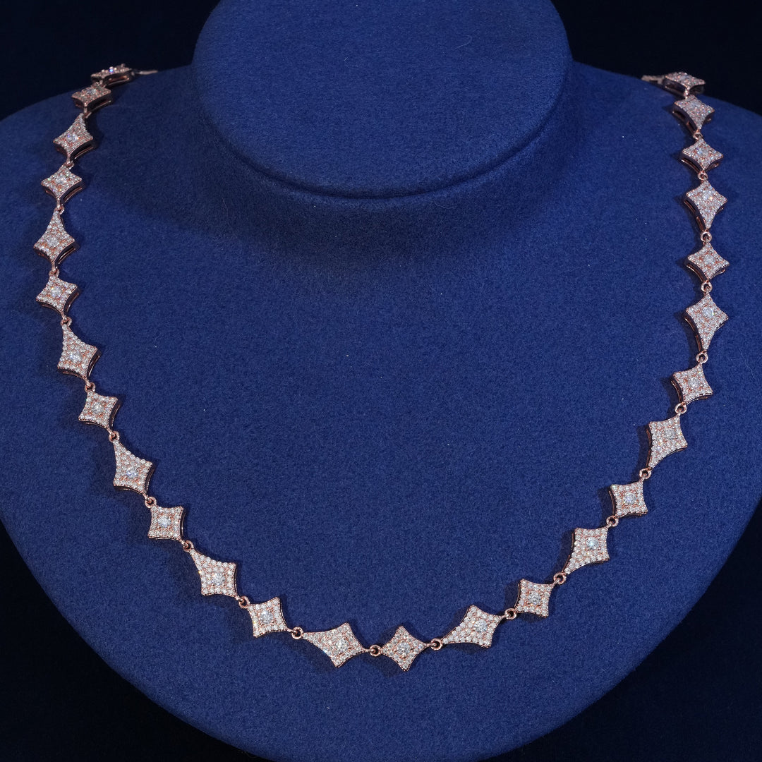 Moissanite Sterling Silver Rhombus Chain Necklace